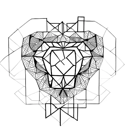 Abstract Geometric Heart Design Incorporating Architectural Elements