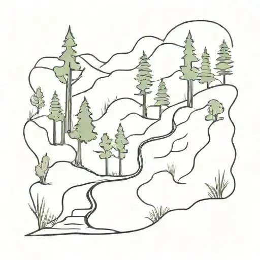 A Minimalist Design Of A Hiking Trail Winding Through A Forest