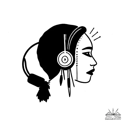 Native American Female With Dj Headphone