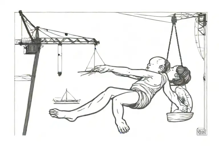 Baby Being Lifted By Finnieston Crane In Silhouette