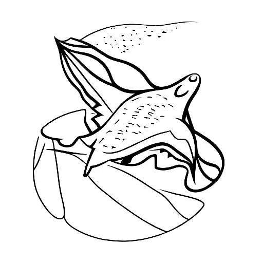 A Minimalist Design Of A Stingray Swimming In A Mountain Lake