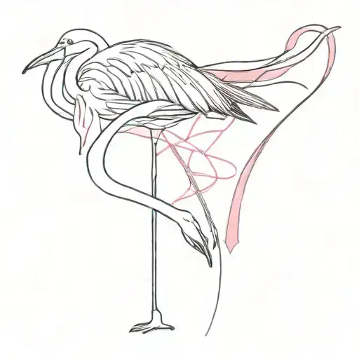 Flamingo Sitting On A Breast Cancer Ribbon