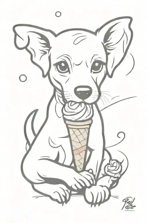 Dog With Soft Icecream In Paw