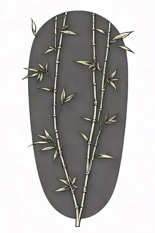 Thin Bamboo Sticks With Leaves Up Top