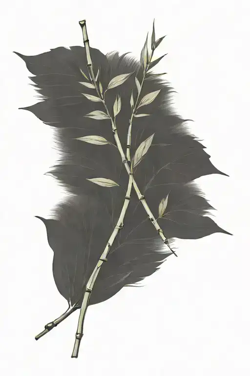 Thin Bamboo Sticks With Leaves Up Top