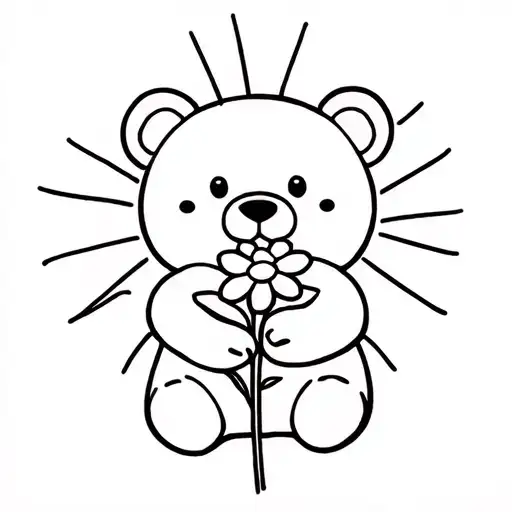 Teddy Bear Holding Flower That Looks Like A Sun