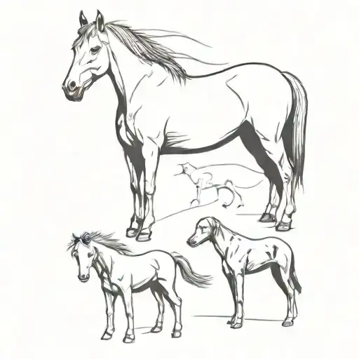 A Horse And Two Dogs