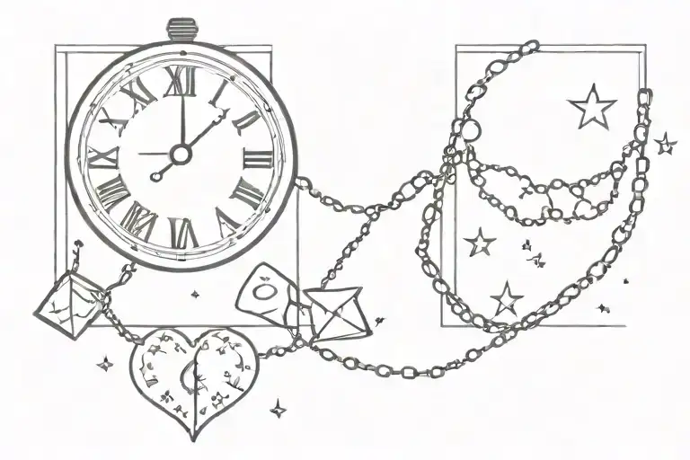 Clock Timer Heart Chain Stars Dice Cards Saying Times Ticking Time Waits For No One