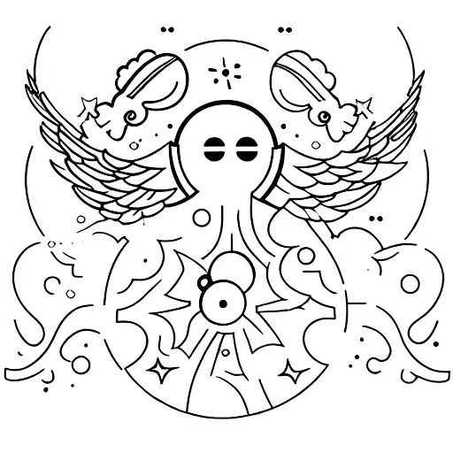 Spaced Out Doves With Twinkles Surrounding Them With A Tiny Taurus Zodiac Symbol