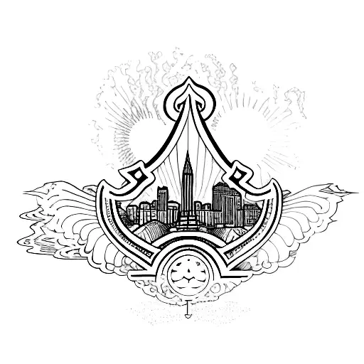 A Gothic New Orleans Skyline With Tarot Cards Floating In The Sky