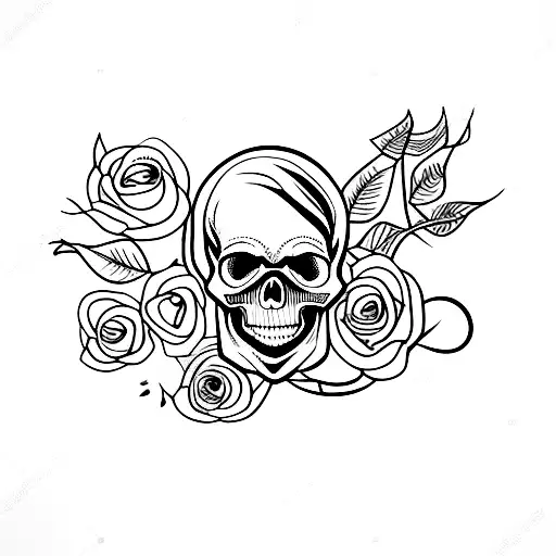Skull And Roses On Vines