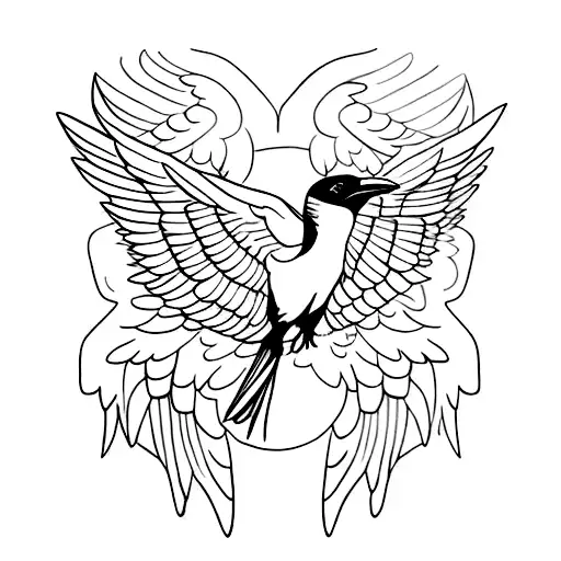 Raven With Wings Stretched