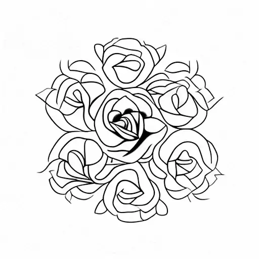 A Minimalist Design Of A Cross With A Single Rose Growing Around It