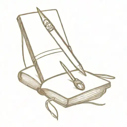 A Minimalist Tattoo Of A Book With A Crochet Hook As The Bookmark