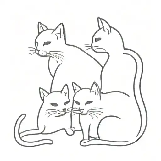 Three Black Cats Playing