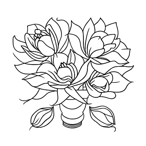 Fine Line Bouquet With Four Tulips In It