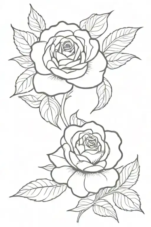 I Want A Tattoo That Have Damask Rose And Syrian Jasmine Together But Make It Simple And Black Lines