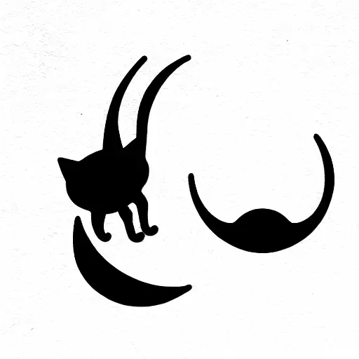 Black Cat And Crescent Moon