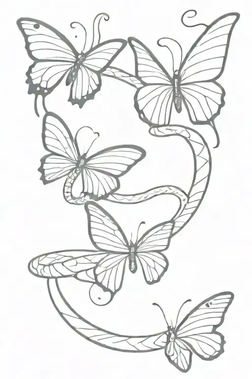 Butterflies With Snake Coiled