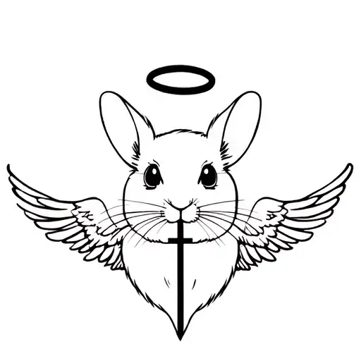 Chinchilla Head With Halo And Angel Wings An A Cross