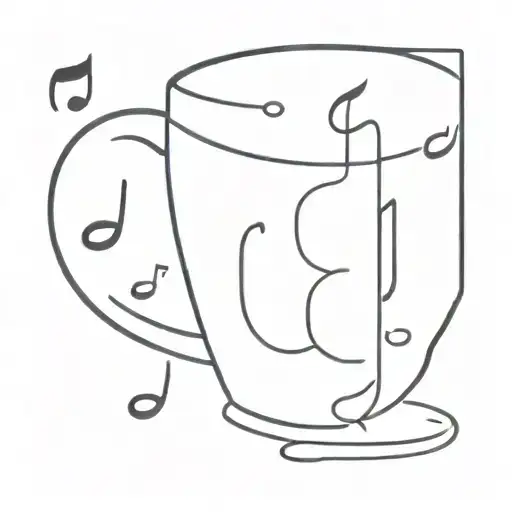 A Minimalist Tattoo Of A Coffee Cup With Musical Notes Coming Out Of It