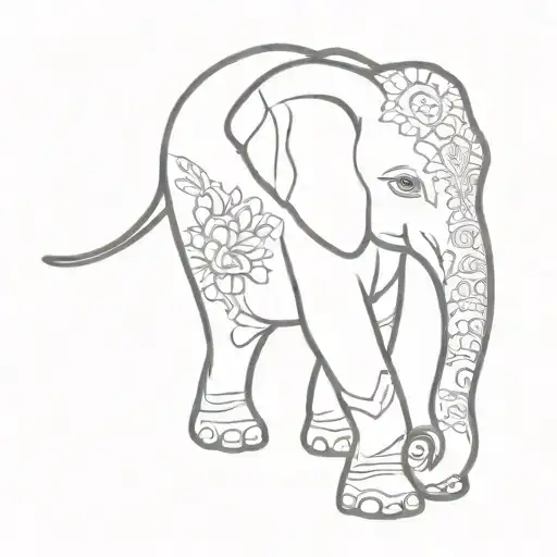 Baby Elephant Walking With Mandala