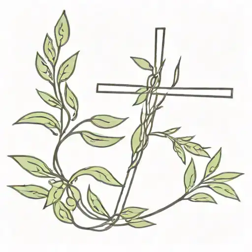 Christian Cross Wrapped By Olive Branch