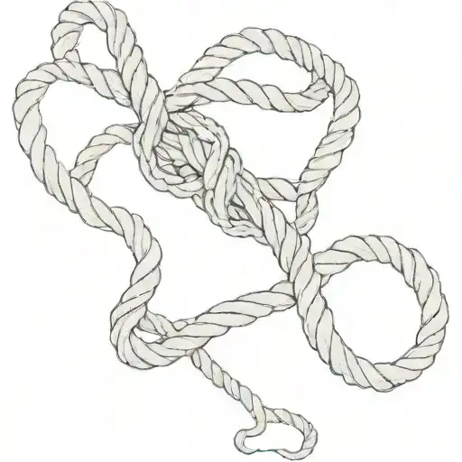 Severed Tounge In The Middle Of A Tied Rope On The Coast Of A Beach