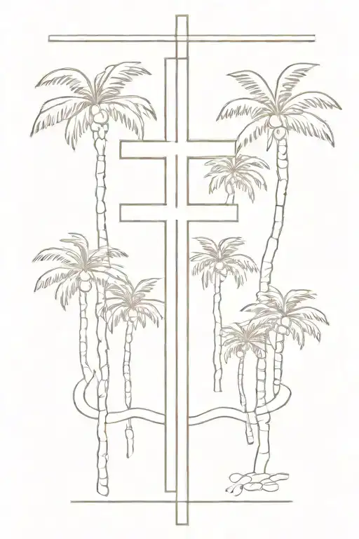 Roman Numerals With Cross And Palm Trees