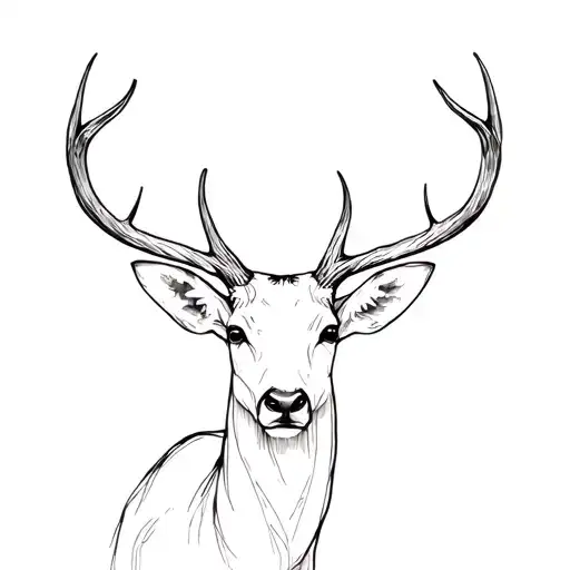 Horns Of Deer Minimalism Sketch