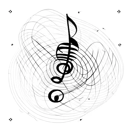 An Abstract Music Note Intertwined With Barbed Wire In A Grunge Style
