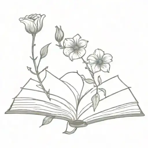 Fantasy Book Open With Flowers Growing