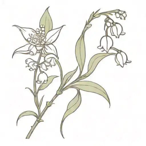 Lily Of The Valley And Lavender Minimalist Tattoo Design