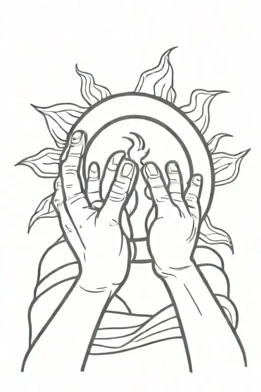 Man Holding Burning Sun In Hands