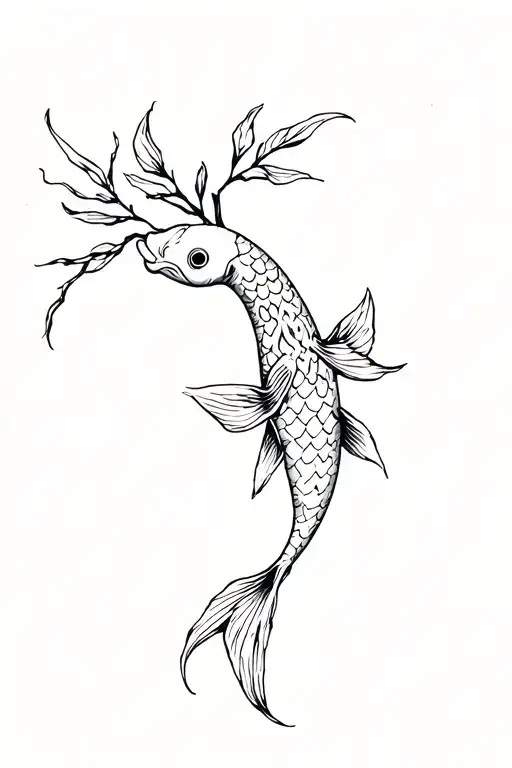 Koi Fish And Olive Branch