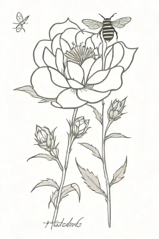 Aster And Thistle And Honey Bee