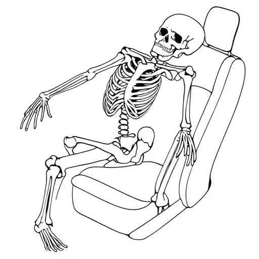 Skeleton On The Driver's Seat Side View