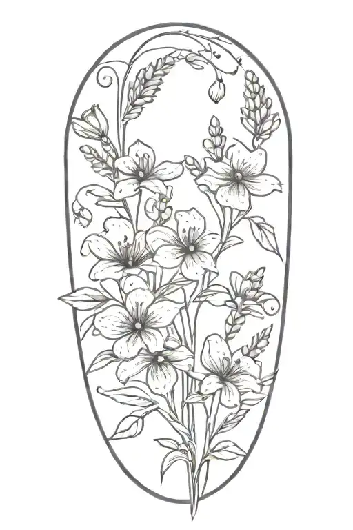 Violet Flowers And Lavender Bundles Intertwined