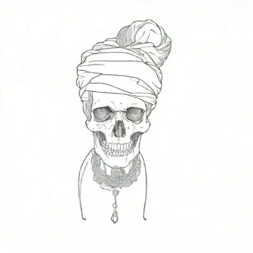 A Skeleton Wearing A Head Scarf