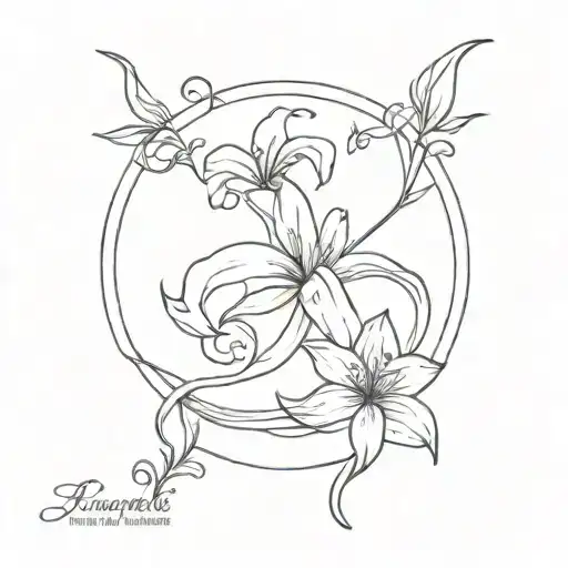 Lily And Saggitarius Zodiac Sign Intertwined