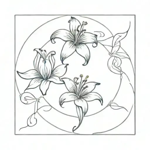 Single Lily And Saggitarius Zodiac Sign Intertwined