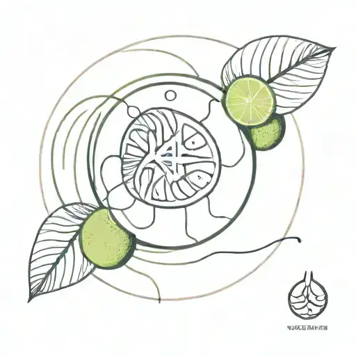 A Lime Fruit And Cancer Zodiac Sign Intertwined Within In Black