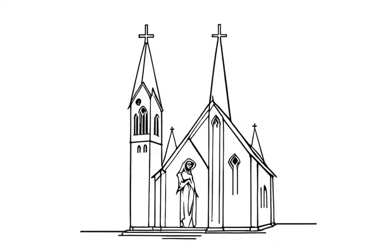 Church With Grim Reaper Standing