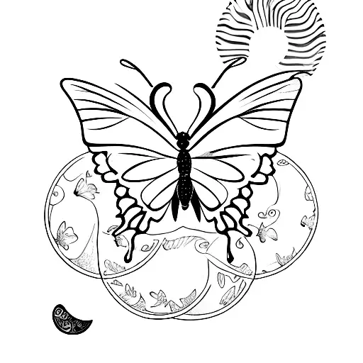 A Butterfly Depicted As A Semicolon With A Moon