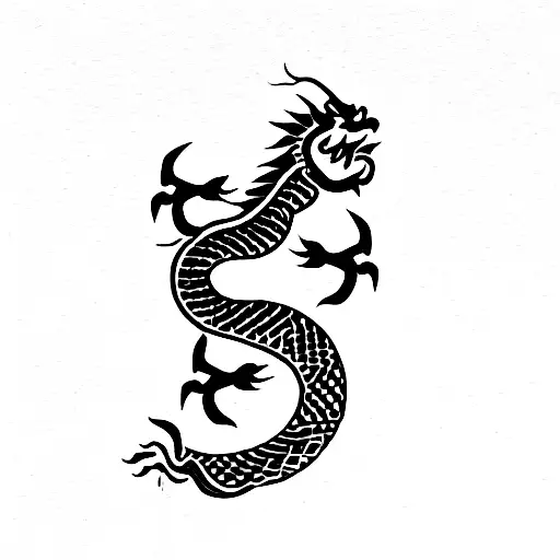 Chinese Dragon And Sakura