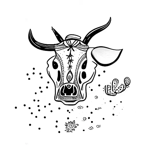 Cow Skull With Cactus
