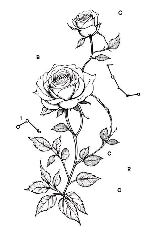 Roses And Space Constellation Intertwined Within
