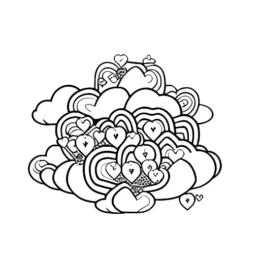 Cloud On Top With Love Hearts Coming Out Of It With Tulip Below Love Hearts