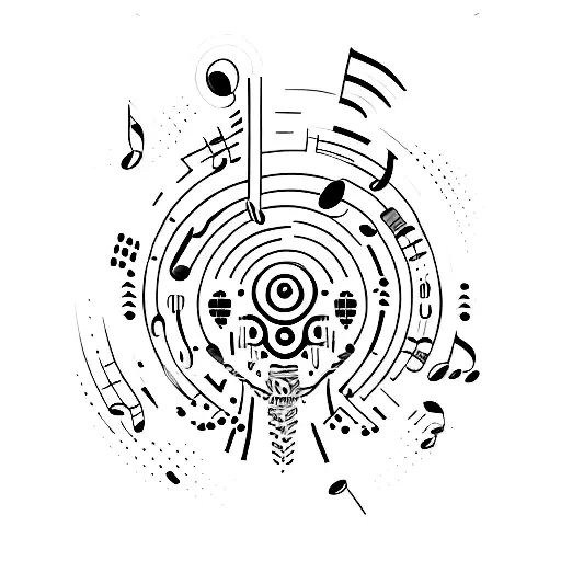 A Coffee Bean Morphing Into A Futuristic Cybernetic Creature With Music Notes As Its Tail