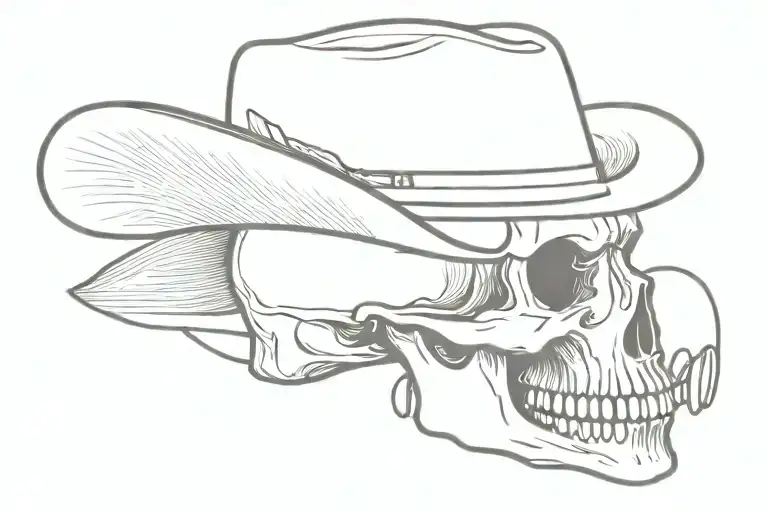 Skull Wearing A Cowboy Hat